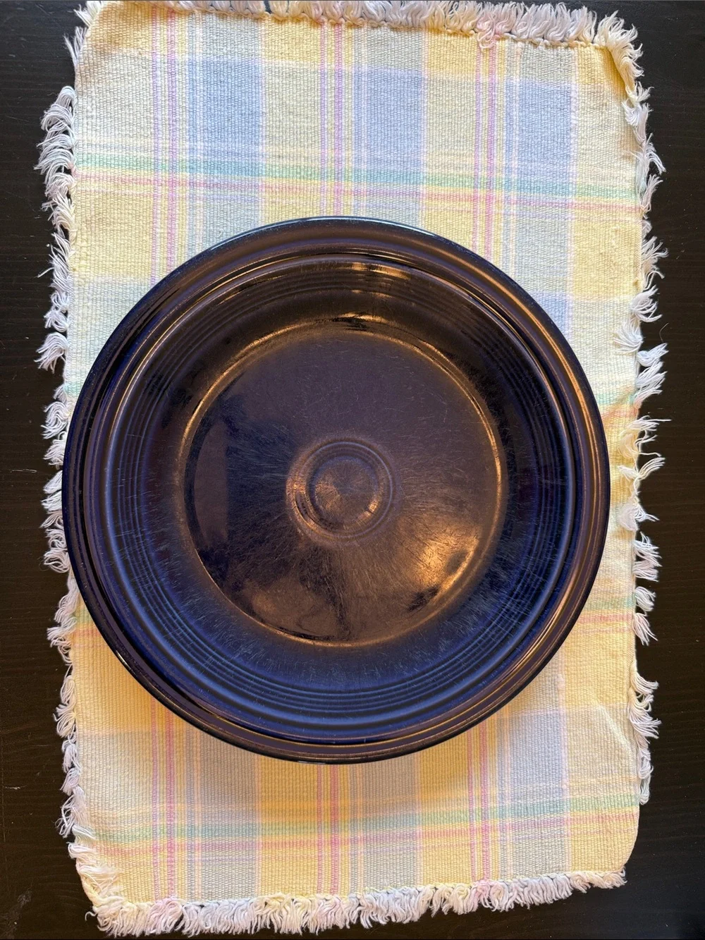 Fiesta Pastel Plaid Fringe placemats and napkins - Yellow & Blue from 1999